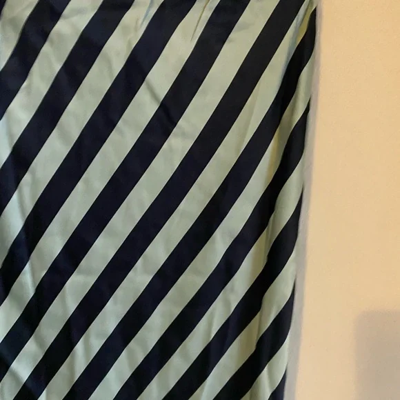 Anthropologie Texco Satin Blue Diagonal Stripe Boho Coquette Maxi Skirt XXS - Picture 9 of 13